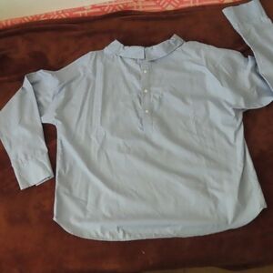 Figaret Paris Womens Blue White Striped Cotton Long Sleeve Blouse Top Size 44